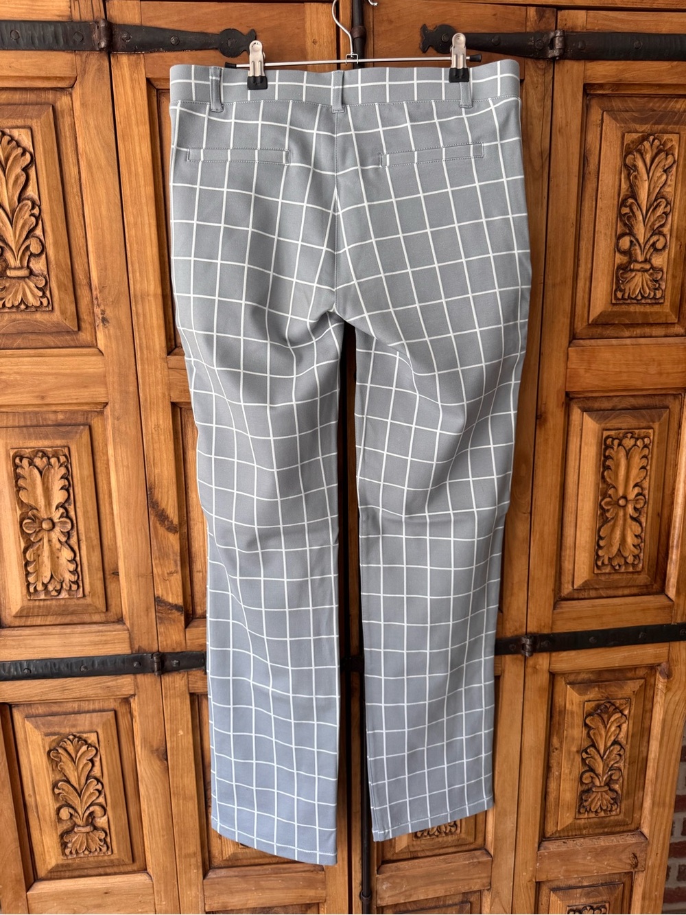 Betabrand Gray Windowpane Straight-Leg Pants - Picture 4 of 6